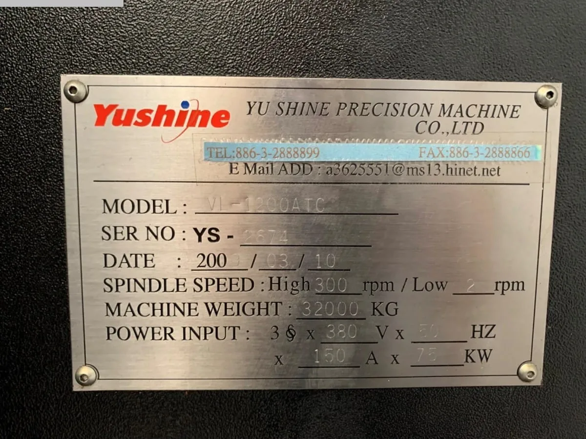 CNC Vertical Turret Lathe - Single Column YU SHINE VL 1200 ATC view 8